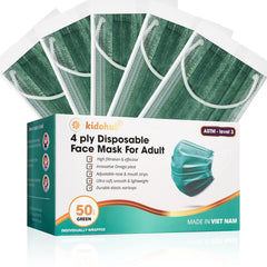 FDA Registered ASTM Level 3, Adult 4 Ply Individually Wrapped Disposable Medical Face Mask