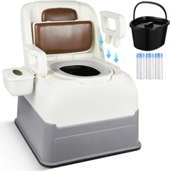 Mobile Bedside Commode Chair - Detachable Armrests & Inner Bucket