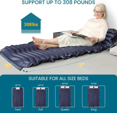 Alternating Air Pressure Mattress Pad with with Heat Resistant Ulcer Cushion Pad & Improved Quiet Pump, Bed Sore Pads, Air Mattress for Hospital Bed - 68" X 32" (Indigo)