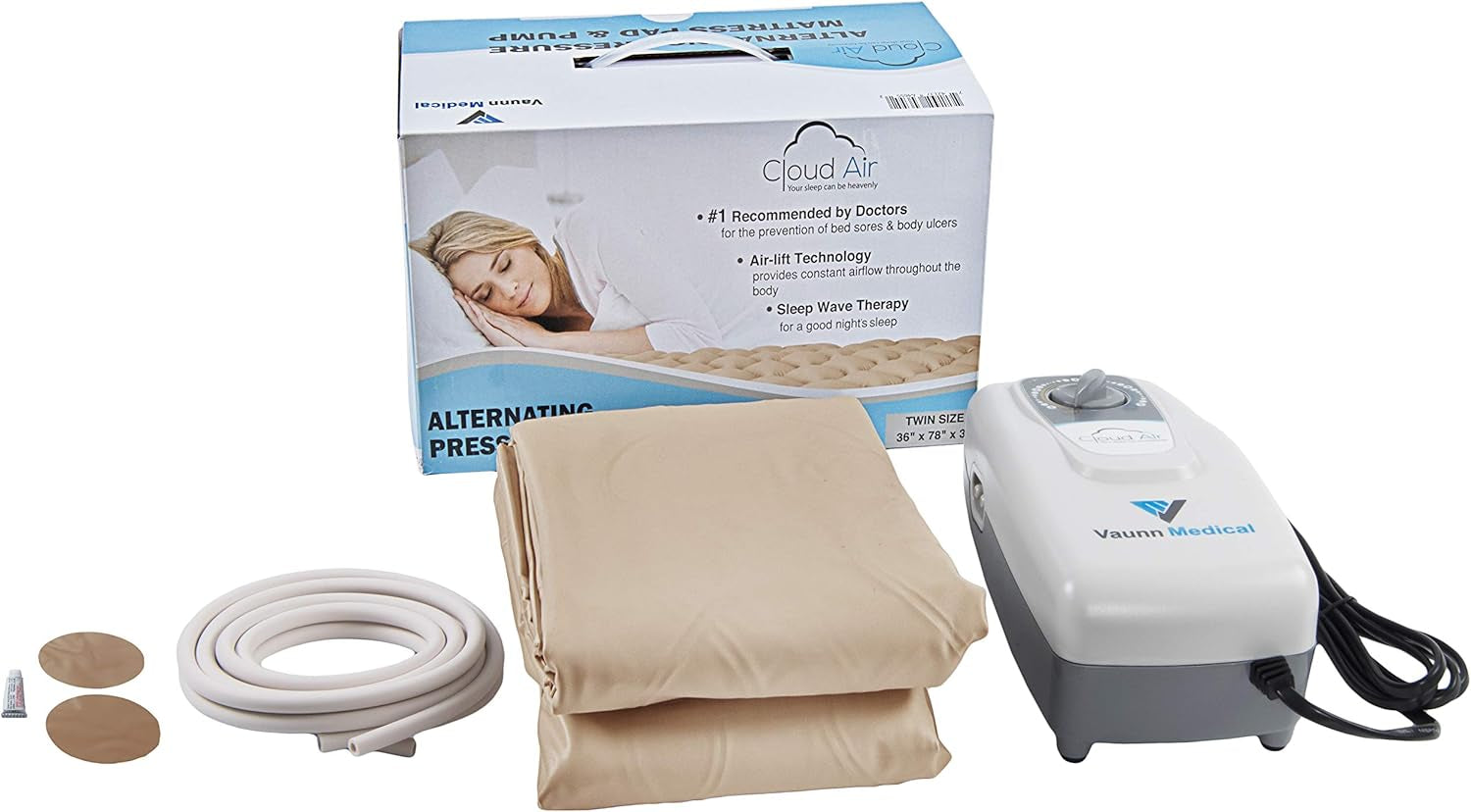 Medical Air Pressure Mattress Topper and Lumbar Back Support Cushion Pillow Bundle