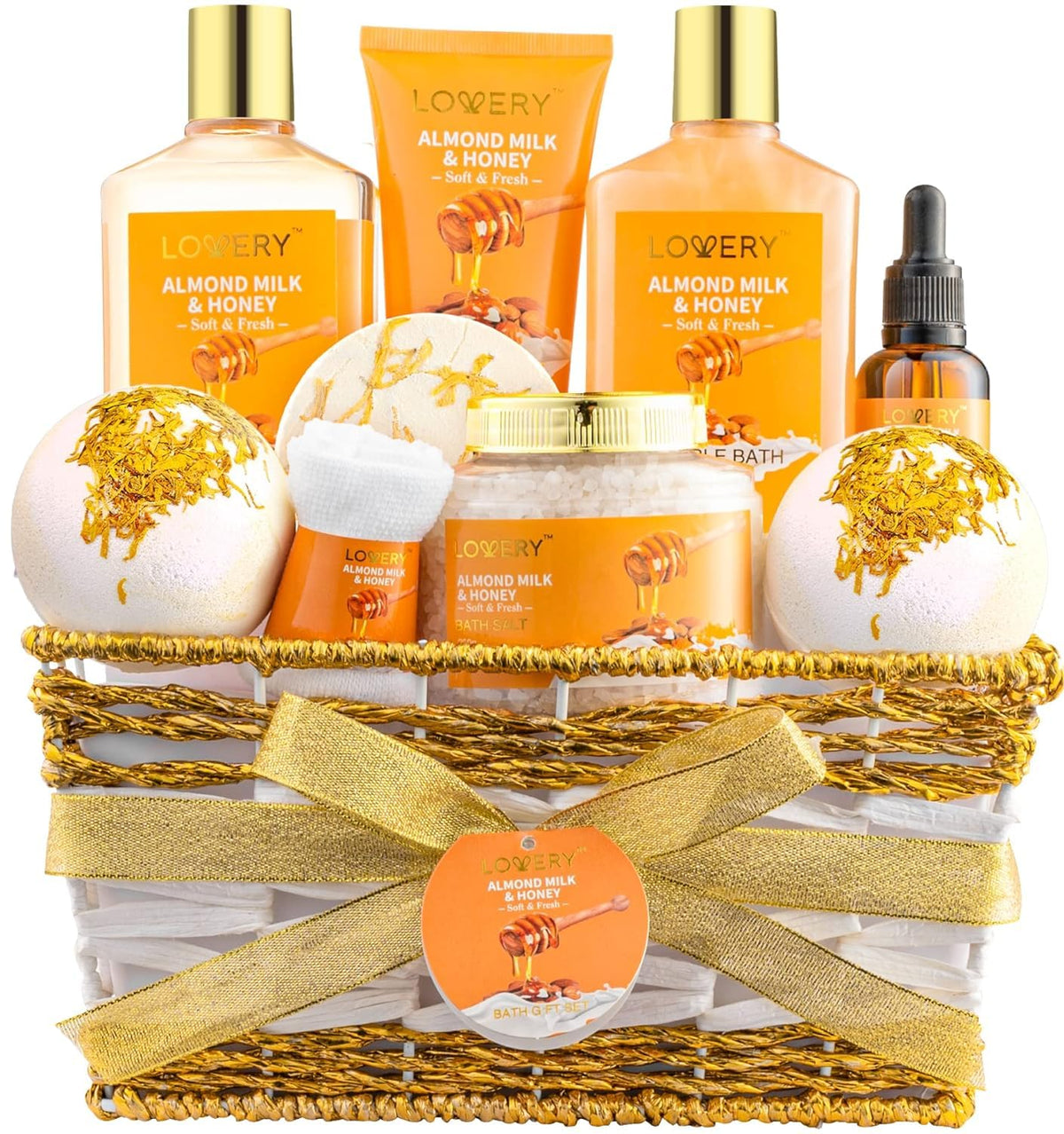 10-Piece Almond Milk & Honey Bath Set, 10 Pieces