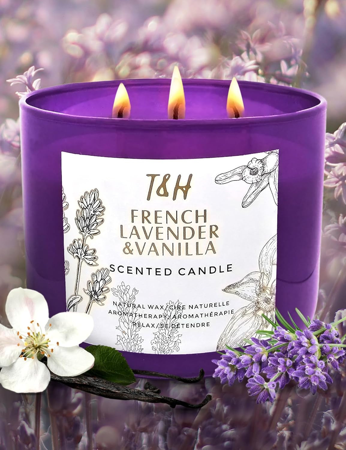 Lavender Vanilla Aromatherapy Candle � 3-Wick, 15.8 Oz