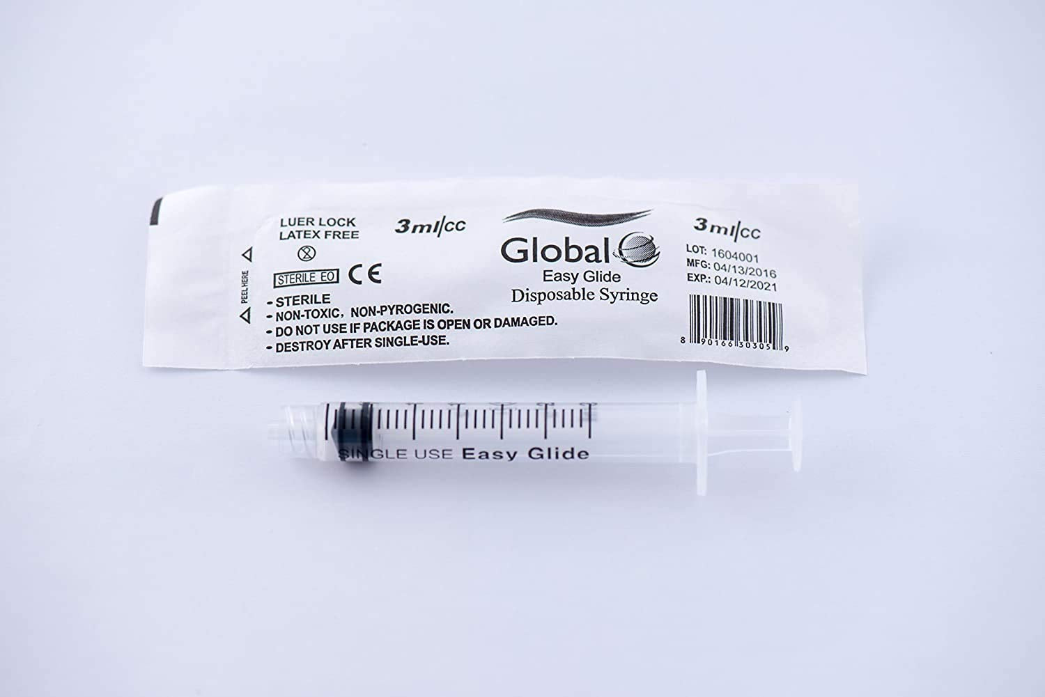 3Ml Sterile Syringe Only with Luer Lock Tip - 100 - No Needle