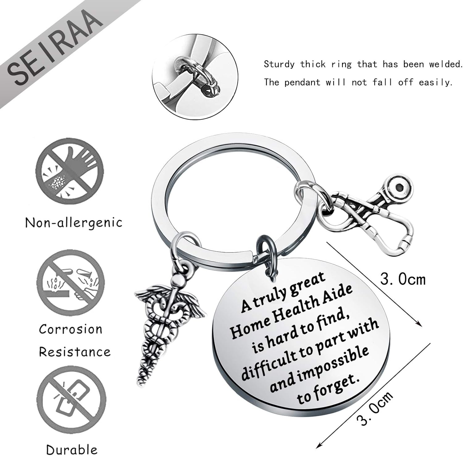 Home Health Aide Keychain - Nurse Gift - Size: One Keychain