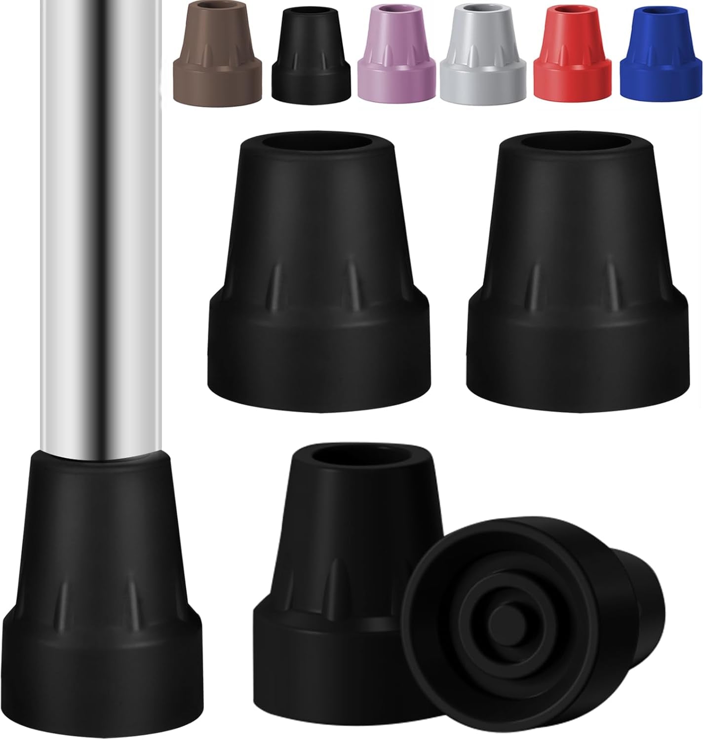 3/4" Cane Tips (4-Pack, Heavy Duty Non-Slip Rubber)