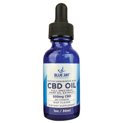 CBD Oil Pure Hemp Drops 500 mg  1 oz Blue Jay - Mint