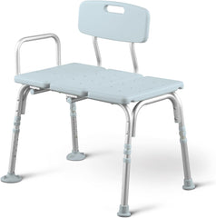 Tub Transfer Bench and Shower Chair with Microban Antimicrobial Protection, Adjustable Shower Bench and Bath Seat for Seniors and Elderly, 350 Lb. Weight Capacity, Light Blue