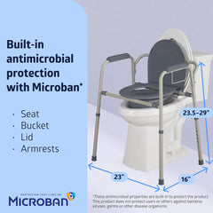 3-In-1 Adjustable Commode - 350 Lb Capacity