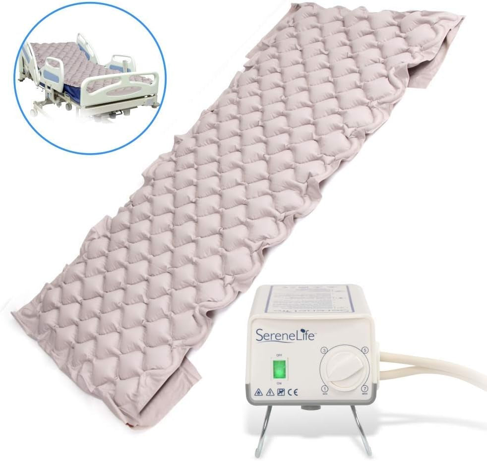 Pressure Mattress Air Bubble Pad-Includes Electric Pump System Quiet,Inflatable Bed Air for Pressure,Ulcer and Pressure Sore Treatment-Standard Hospital Bed Size(Slairmatr45)