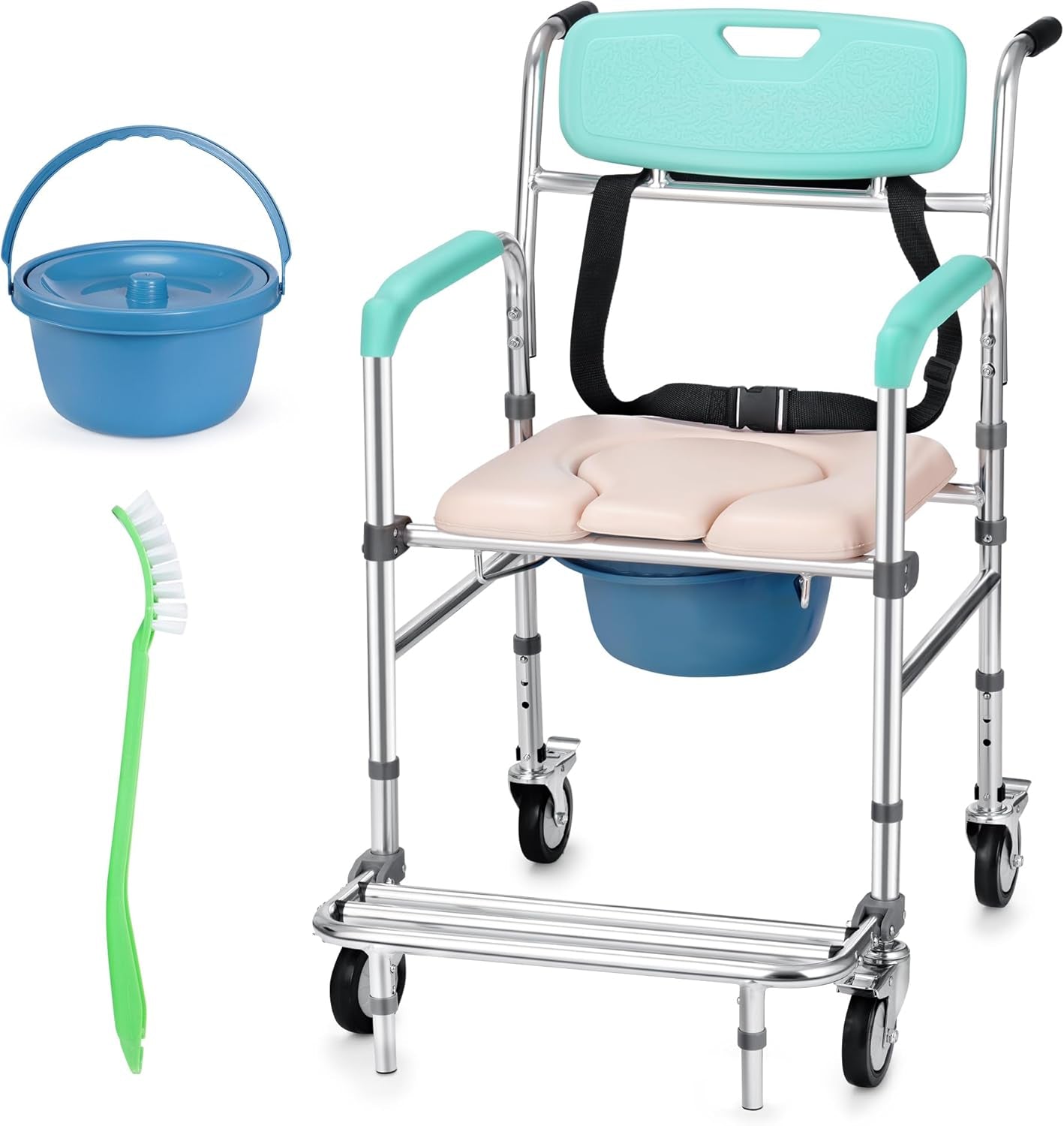 3-In-1 Shower Chair with Wheels - 330 Lb Capacity