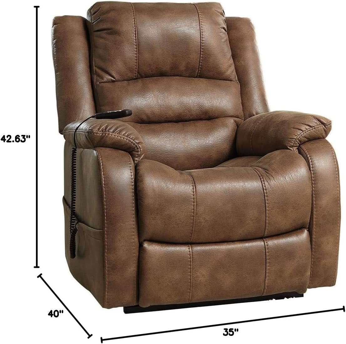 Ashley Yandel Faux Leather Electric Power Lift Recliner for Seniors (Brown)