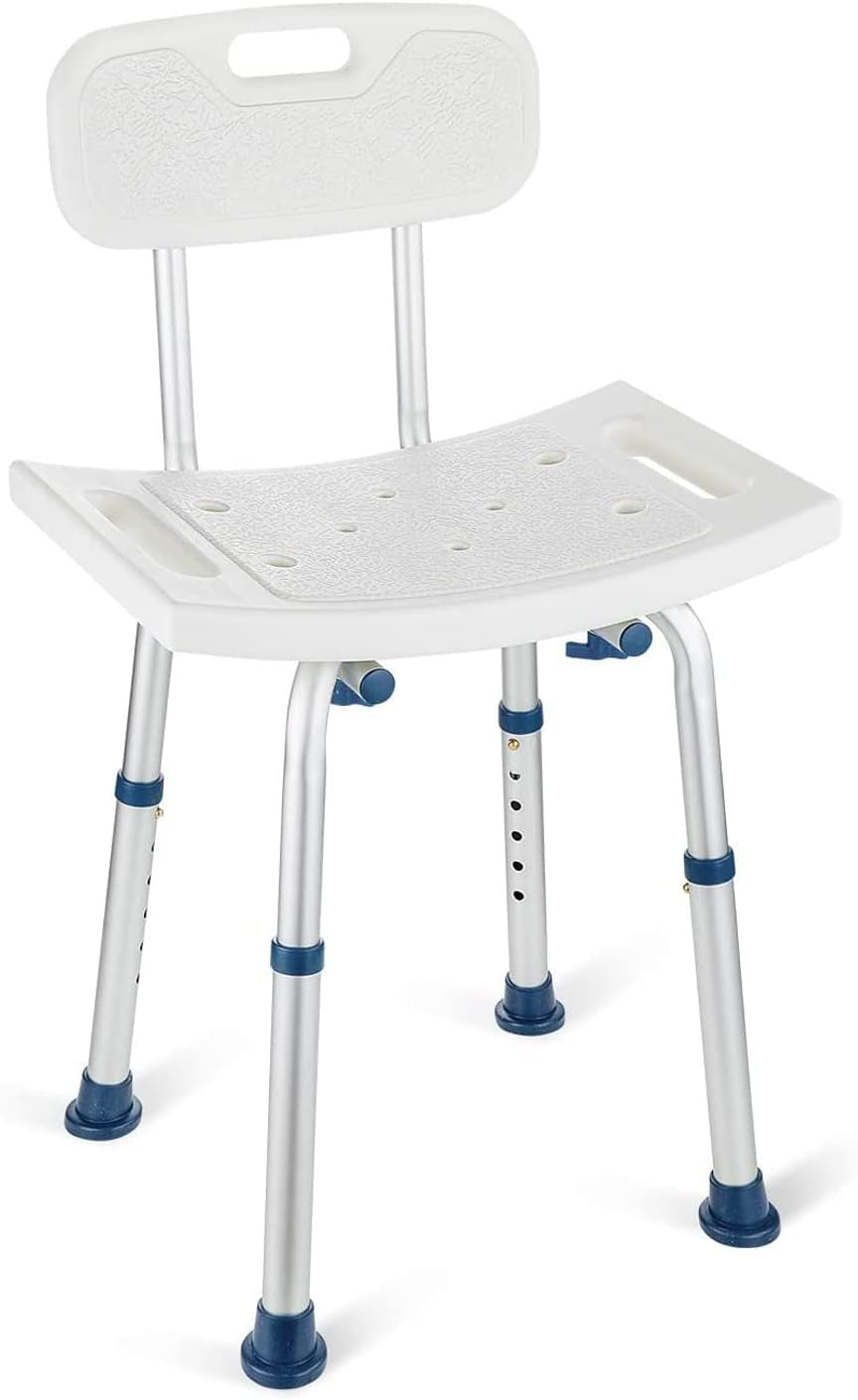 Shower Chair with Back Removable - Small Shower Stool for inside Shower, Narrow Bathtub Chair, Adjustable Shower Seat for Seniors, Elderly, Handicap, Disabled (300 LBS)