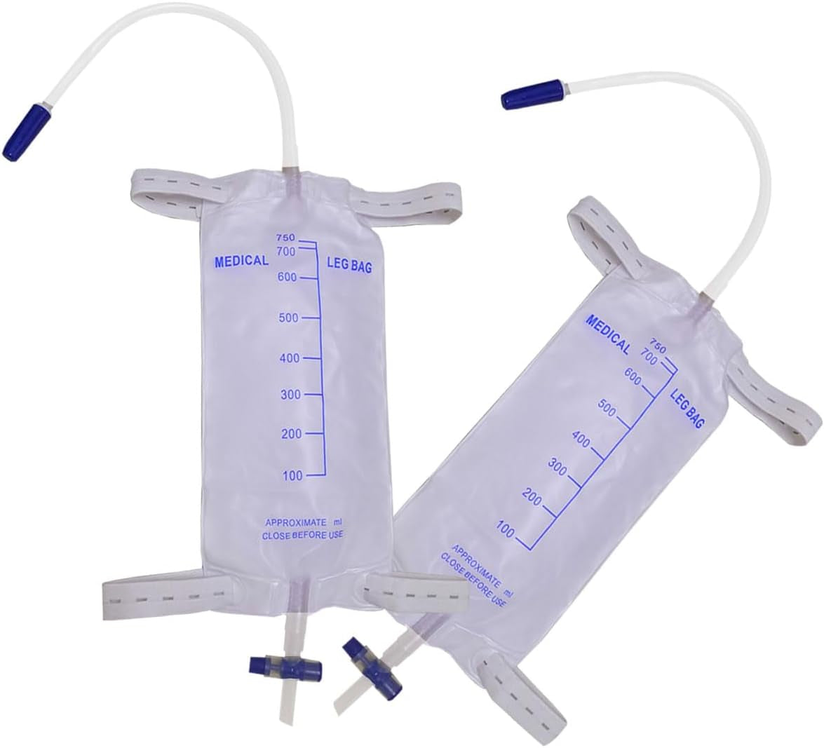 10 Pack Catheter Leg Bags, 750Ml