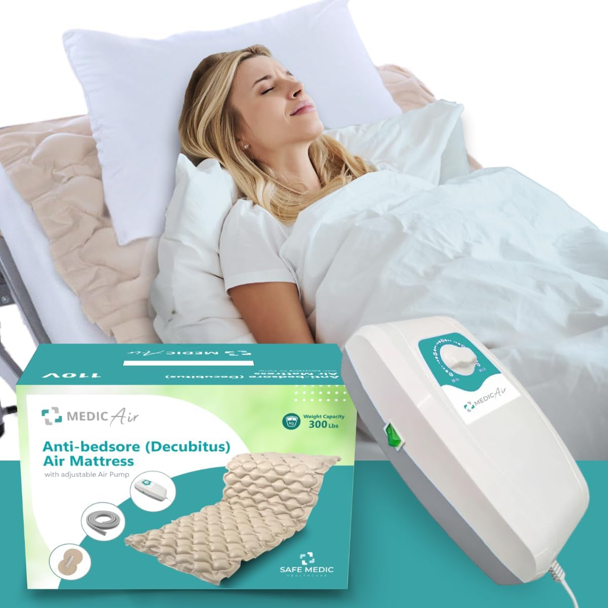 Alternating Air Pressure Mattress Pad, Bed Sore Prevention Pad for Hospital Bed Mattress Top, Bedsore Mattress Relief, Bubble Bed, Colchón Antiescaras Para Ancianos with Quiet Pump Waterproof