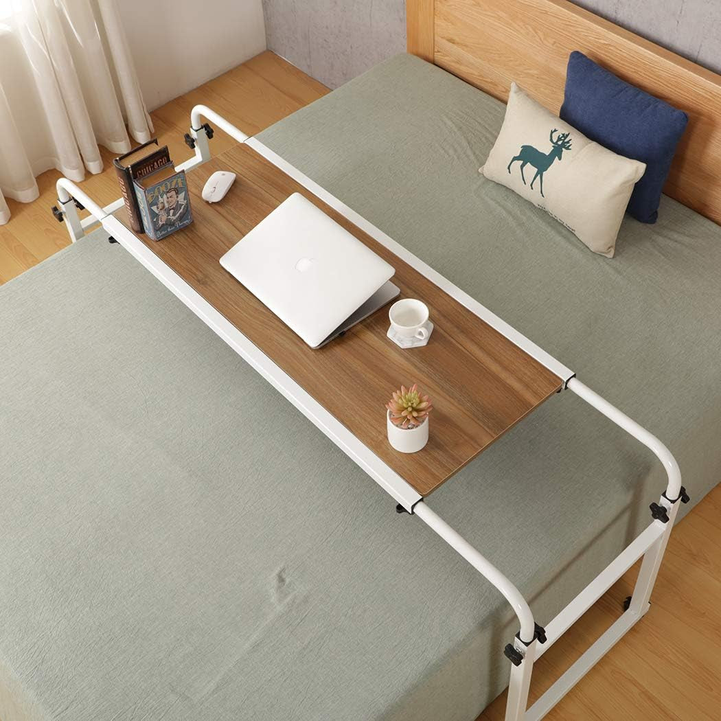 Overbed Table with Wheels Overbed Desk over Bed Desk King Queen Bed Table Overbed Laptop Table over Bed Table with Wheels(Black)