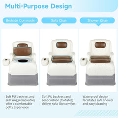 Mobile Bedside Commode Chair - Detachable Armrests & Inner Bucket