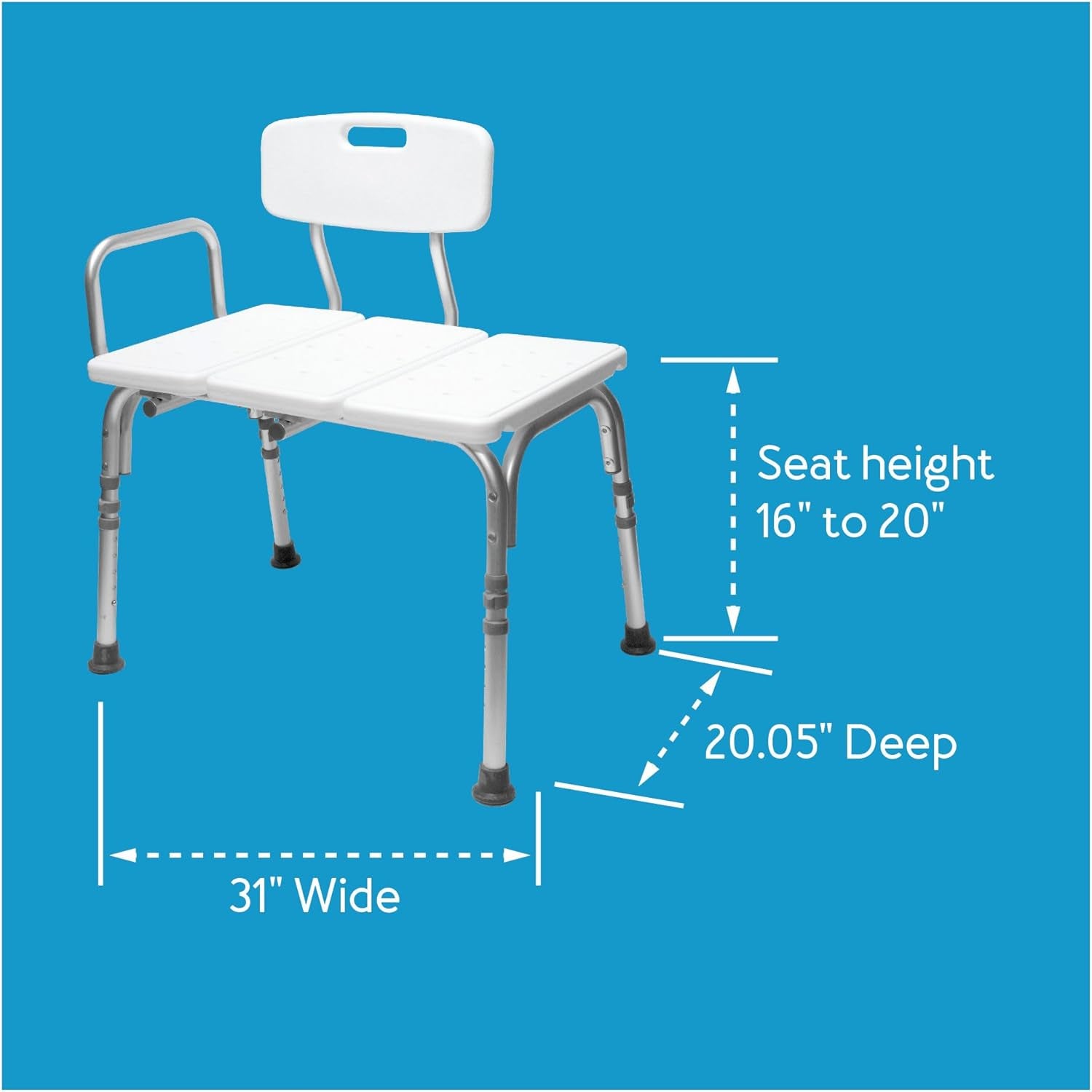 Bathtub Transfer Bench - Shower Bench and Bath Bench with Height Adjustable Legs - Convertible to Right or Left Hand Entry, Shower Chair for Bathtub, Bathtub Chair