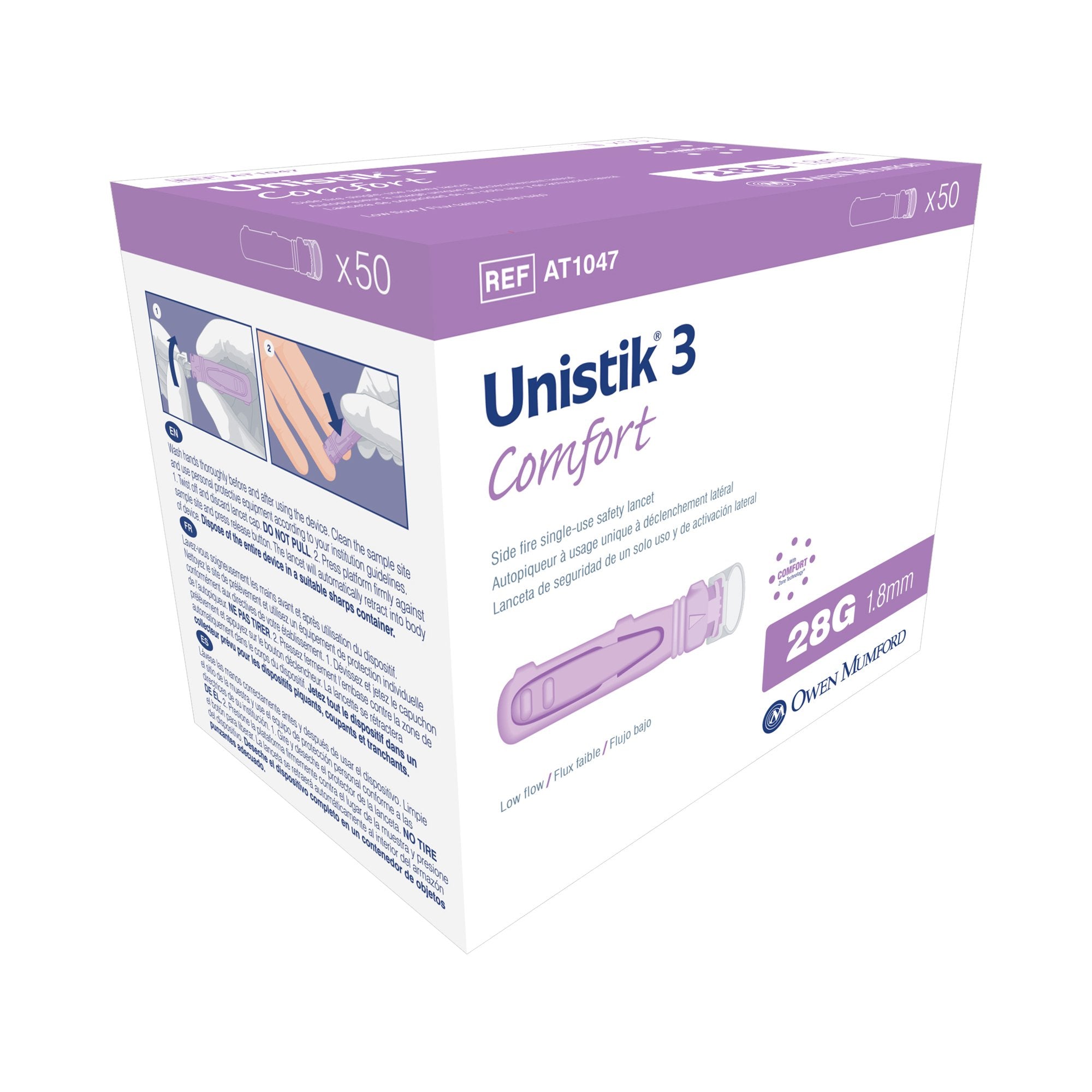 LANCET, UNISTIK 3 CMFRT 28GX1.8MM (50/BX)