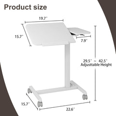 Adjustable Tilt Overbed Bedside Table with Wheels Mobile Laptop Standing Desk Portable Rolling Computer Cart Movable End Table Sofa Side Table for Home Hospital Use