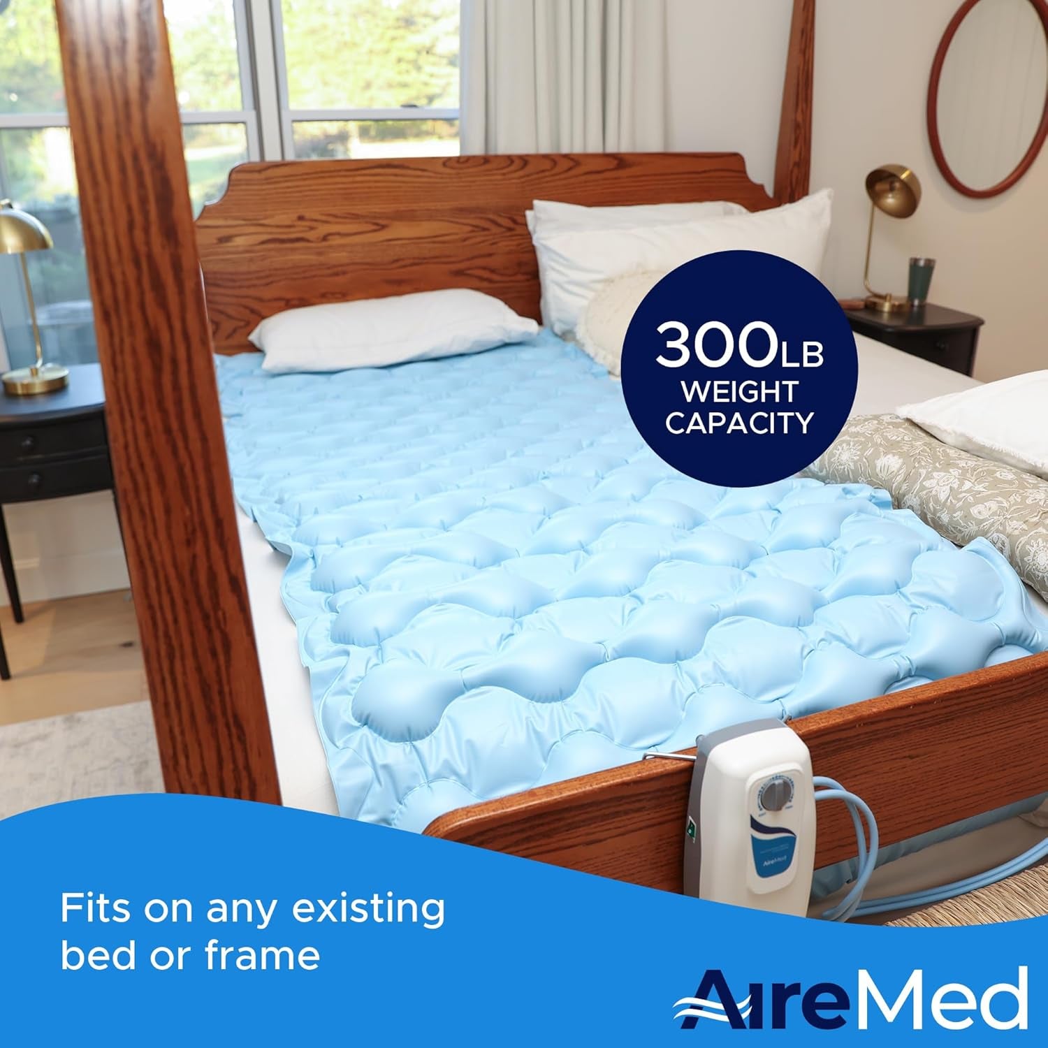 Alternating Air Pressure System with (2) Mattress Pads - Air Mattress Topper for Hospital & Home Beds - Ultra Quiet Electric Pump System - Air Mattress for Hospital Beds - Bed Sore Relief