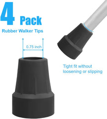 4-Pack 3/4" Cane Tips | Heavy Duty Rubber Tips (Black)