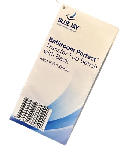 Bathroom Perfect Transfer Bench w/Back  Blue Jay  Case/2