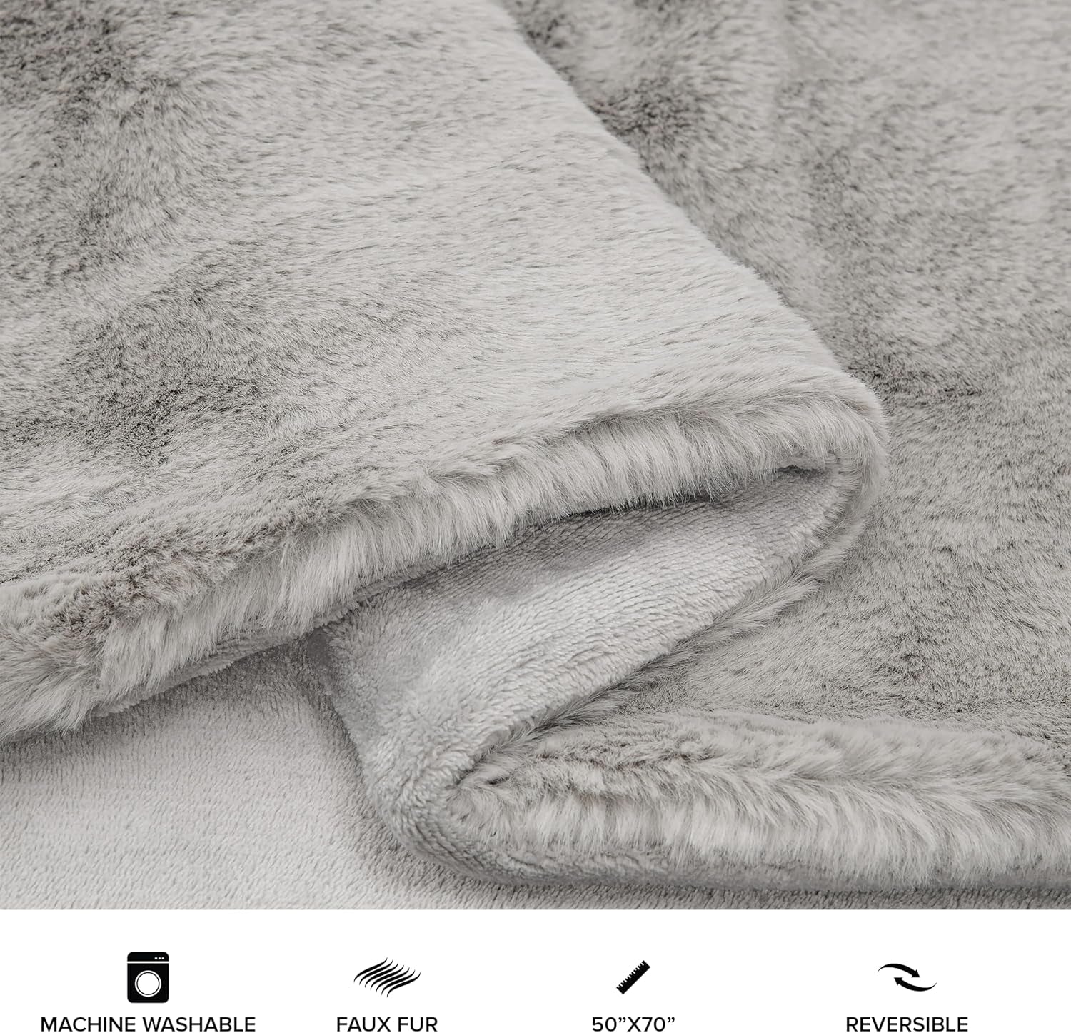 Euphoria Faux Fur Throw Blanket, 70 X 50 Inches