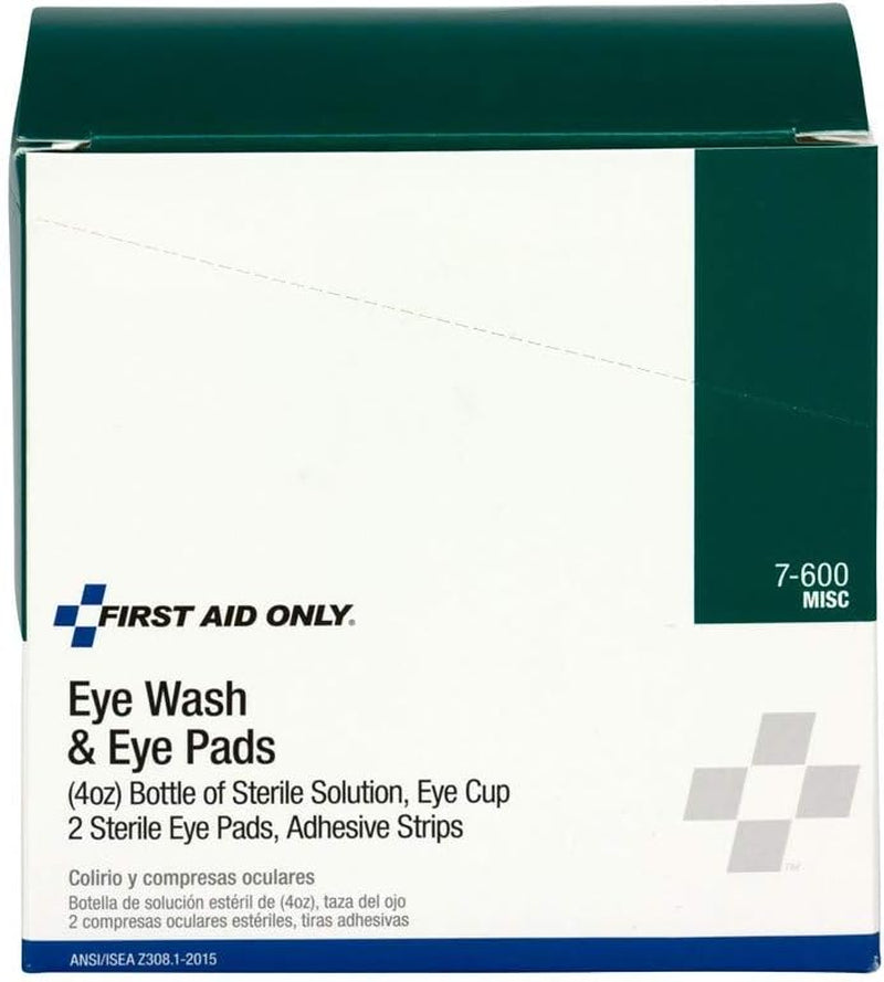 Pac-Kit 7-600 6-Piece Eye Flush Kit with 4-Oz. Eye Wash Solution, Eye Flushing Cup, 2 Eye Pads and 2 Adhesive Strips