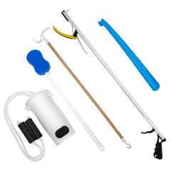 86-0075 Hip Kit #3: 32" Reacher, Straight Handle Sponge, Deluxe Sock Aid, Shoehorn, Dressing Stick