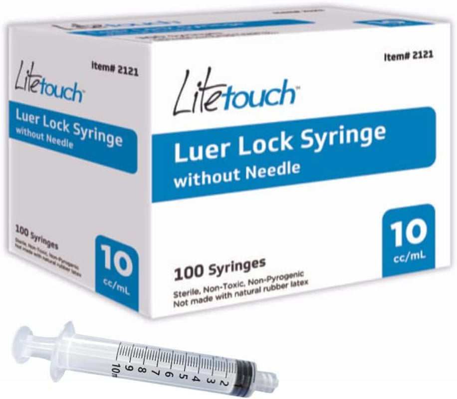 10Ml Luer Lock Syringe, Sterile, Individually Sealed - 100 Syringes per Box (No Needle)