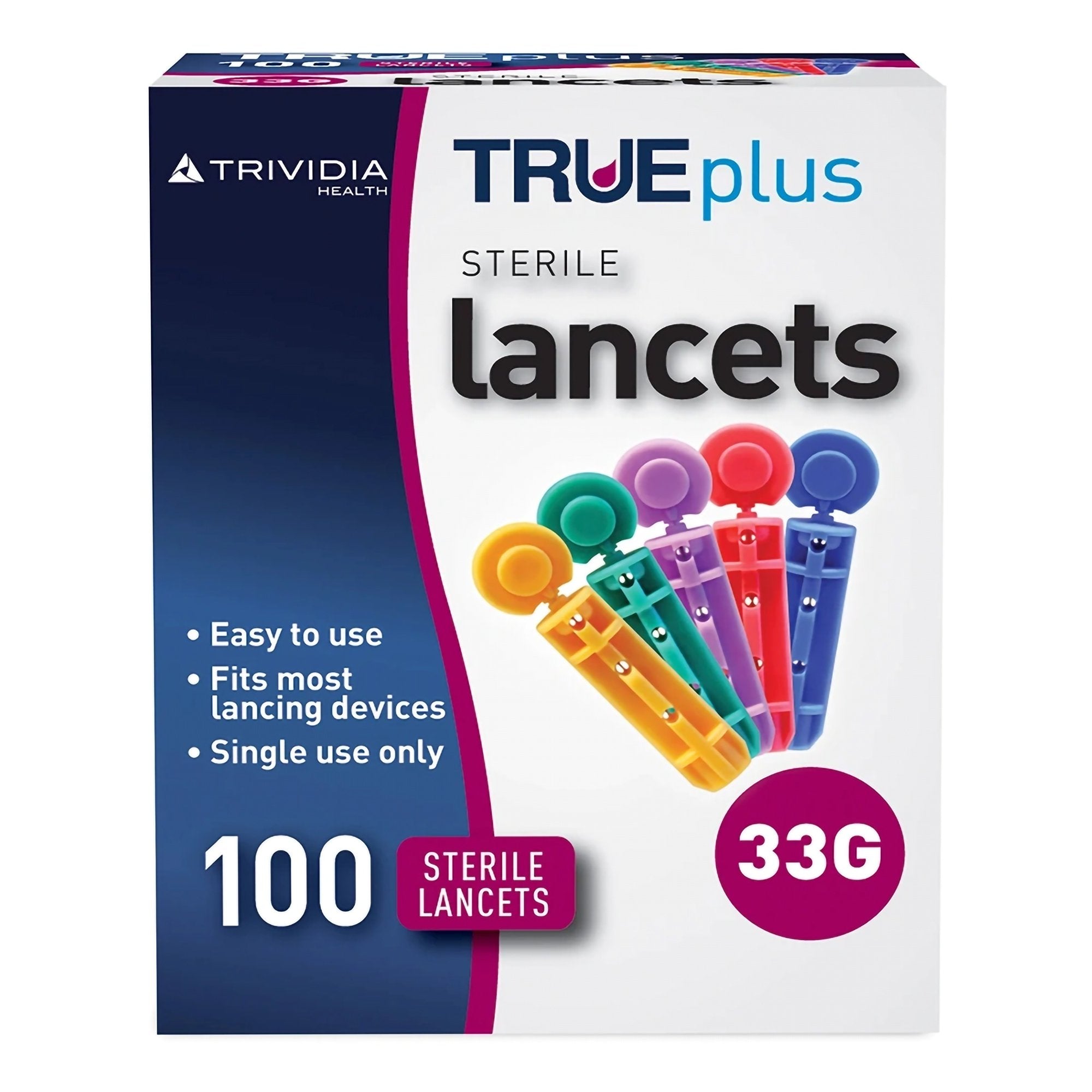 LANCET, TRUEPLUS MIXED COLOR 33G (100/BX)