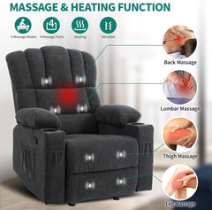 Manual Recliner Chair with Massage & Heat � Grey