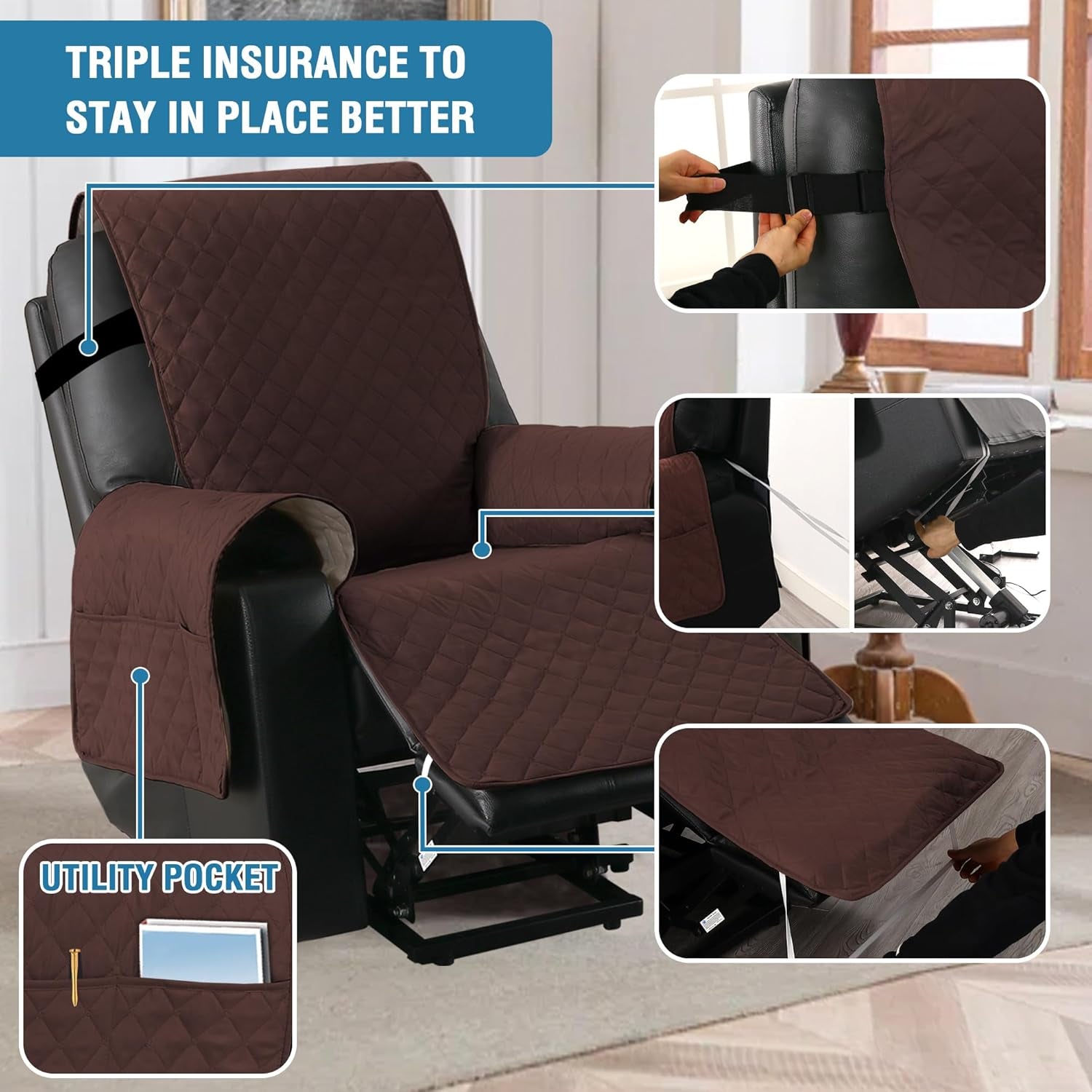 Waterproof Power Lift Recliner Cover � Brown