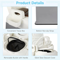 Mobile Bedside Commode Chair - Detachable Armrests & Inner Bucket