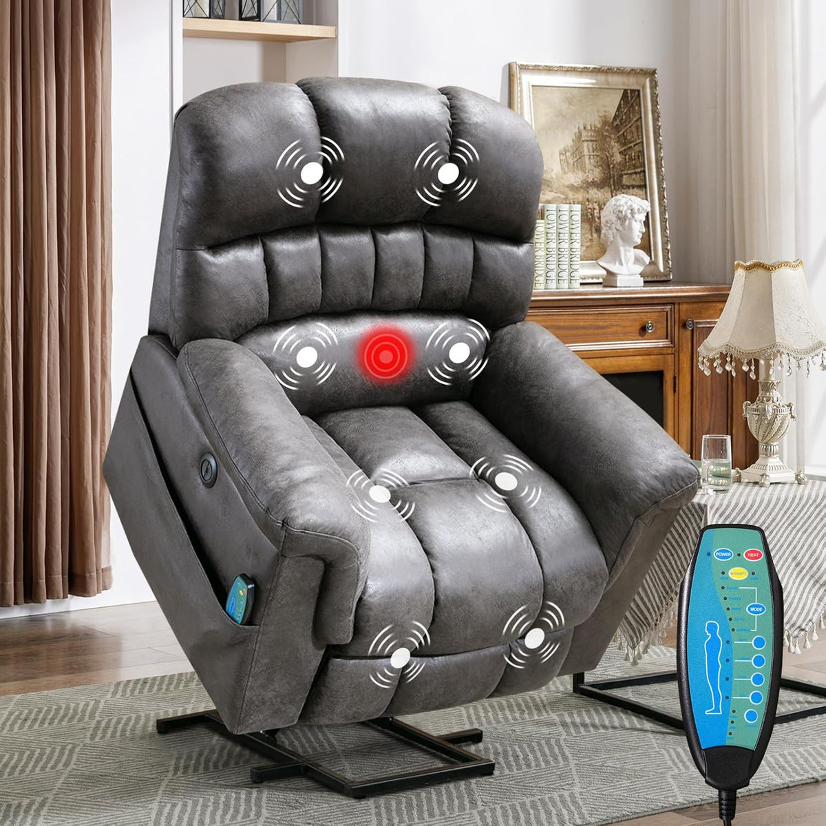 Power Lift Recliner with Massage & Heat � Brown