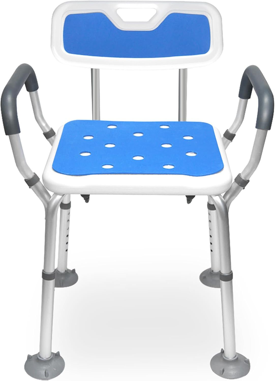 Shower Chair with Arms Heavy Duty Bath Chair with Back inside Shower Transfer Bath Seat Padded Bench Portable Lift Height Adjustable Legs for Bathtub Non-Slip Feet