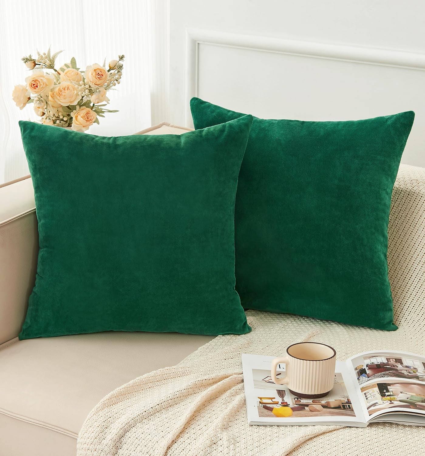 Christmas Velvet Pillow Covers, 18 X 18 Inches (2 Pack)