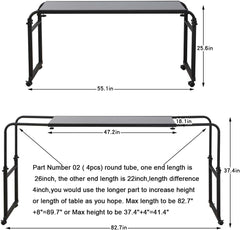 Overbed Table with Wheels Overbed Desk over Bed Desk King Queen Bed Table Overbed Laptop Table over Bed Table with Wheels(Black)