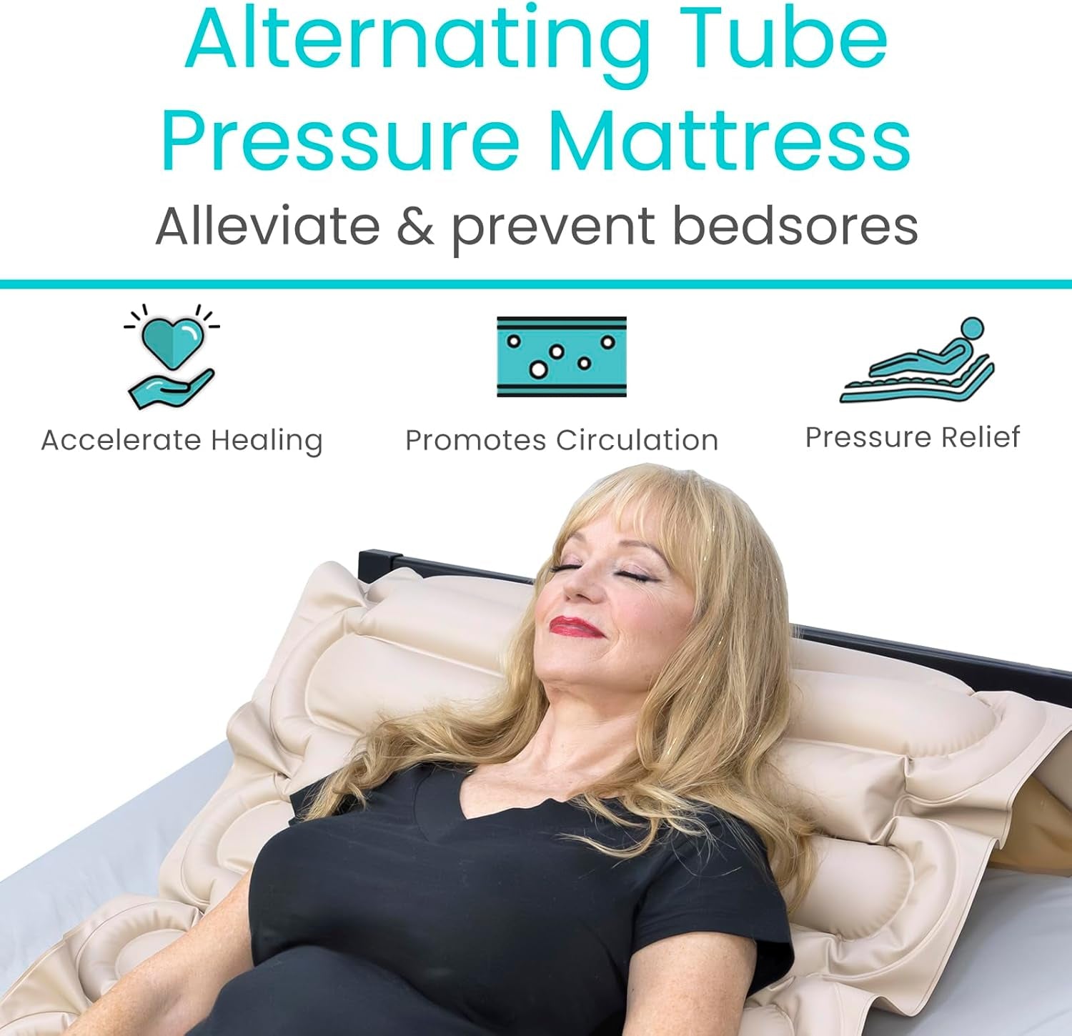 Tube Alternating Air Pressure Mattress Pad - the Original Bed Sore Prevention Solution - Hospital & Home Mattress Topper - Includes Waterproof, Heat Resistant Ulcer Cushion & Whisper Quiet Pump