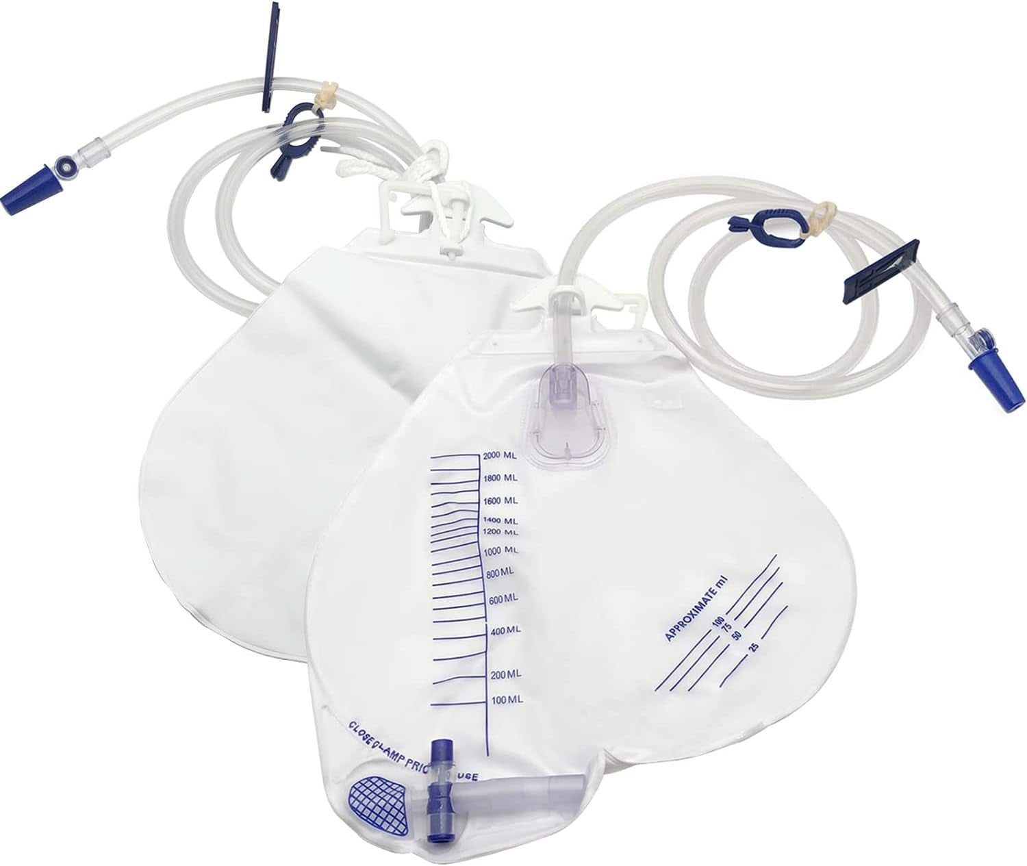 Urinary Drainage Bag with Anti-Reflux, 2000Ml (Pack of 5)