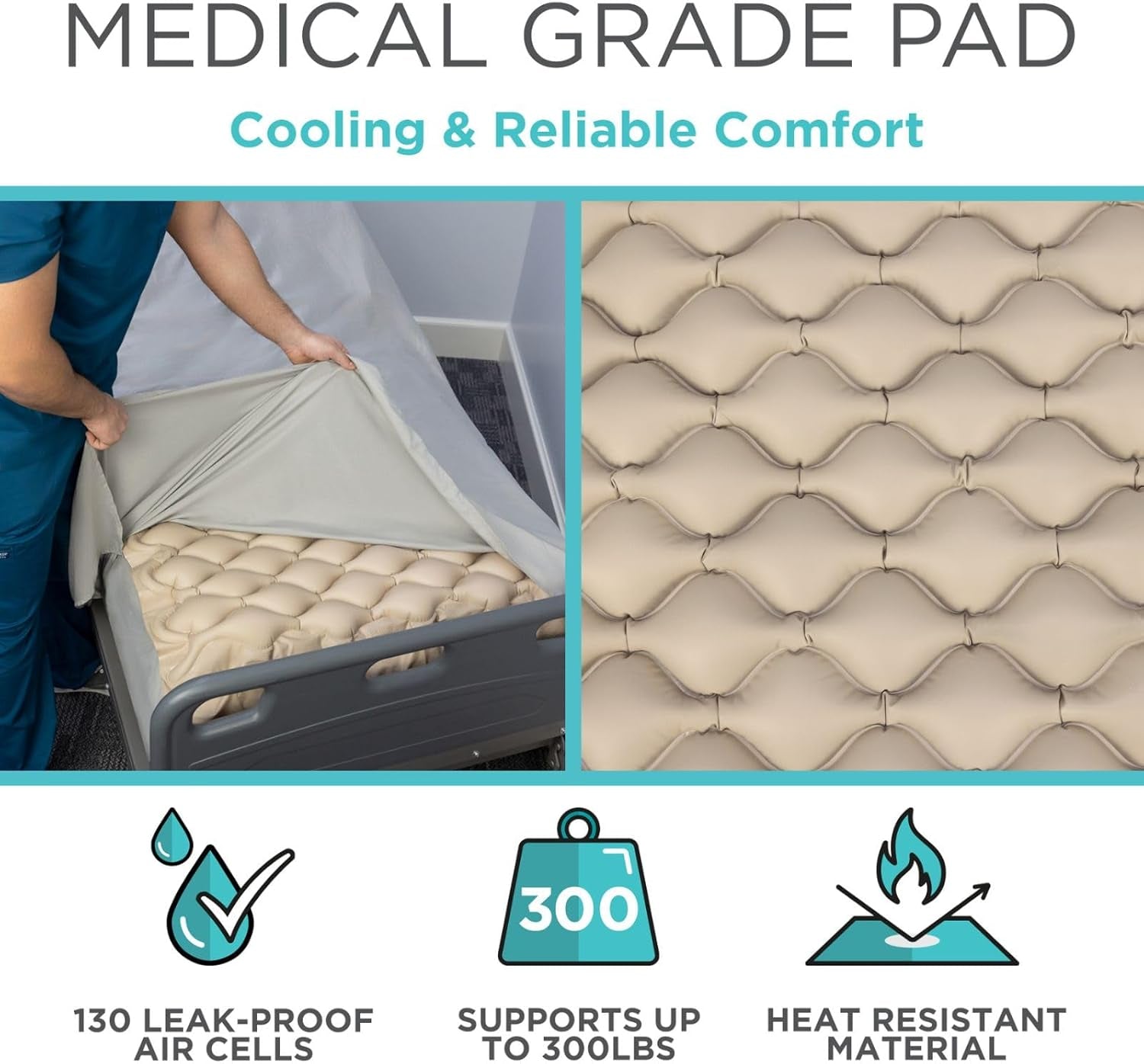 Alternating Air Pressure Mattress Pad - the Original Bed Sore Prevention Solution - Hospital & Home Mattress Topper - Includes Waterproof, Heat Resistant Ulcer Cushion Pad & Whisper Quiet Pump