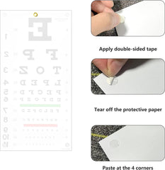 Complete Snellen Eye Exam Kit Standard 20 Feet Snellen Eye Chart 22X11 Inch with 2 Pack Dual-Use Eye Occluders