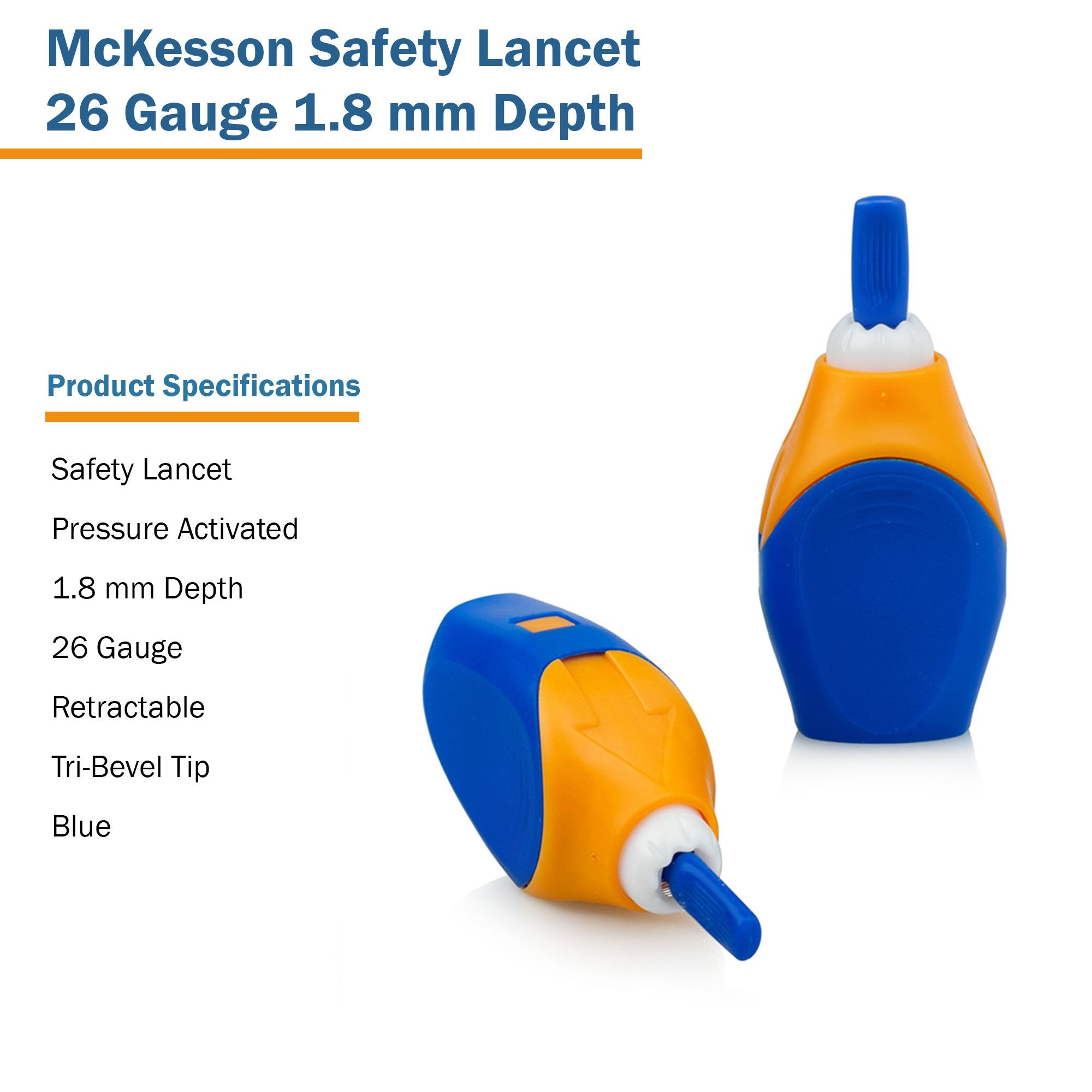 LANCET, SAFETY PRESS ACTIV BLU1.8MM 26G (100/BX 20BX/CS)