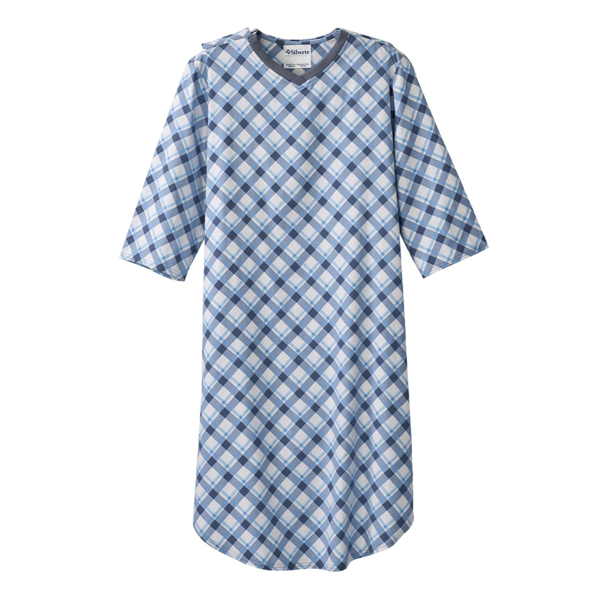 NIGHTGOWN, DOME CLOSURE DIAGONAL PLAID XLG