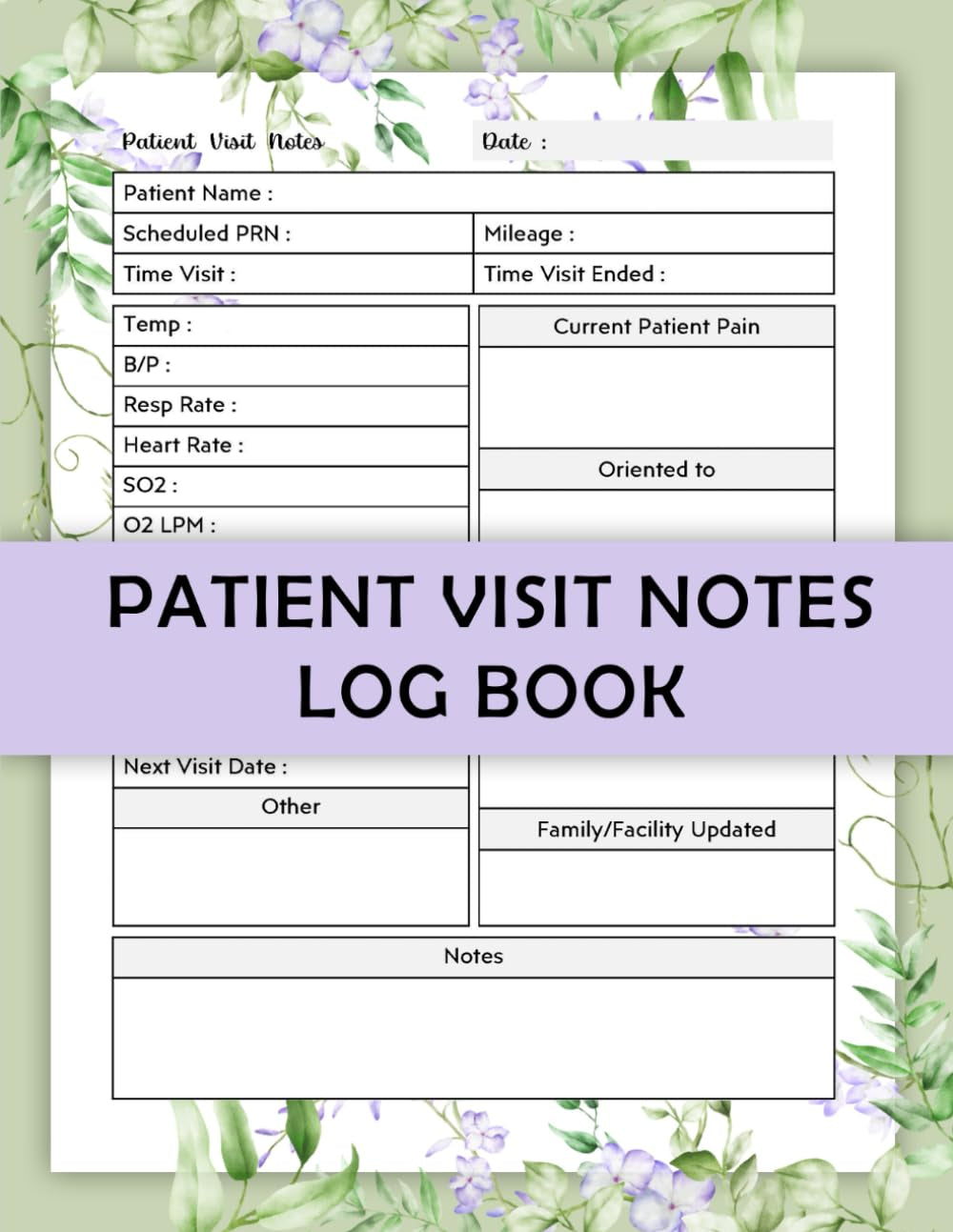 Hospice Nurse Logbook, 1 Notebook