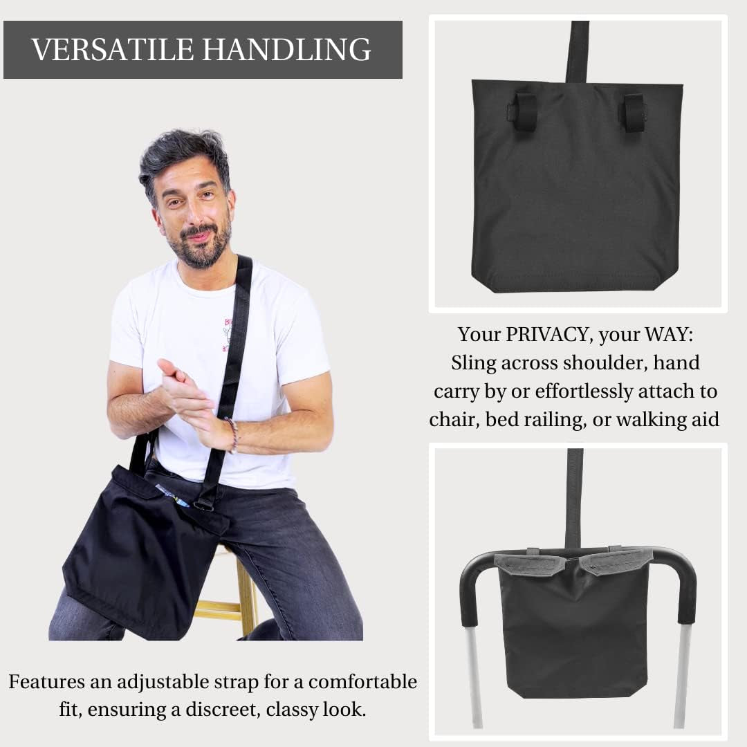 Urine Drainage Bag Holder with Adjustable Strap � Black