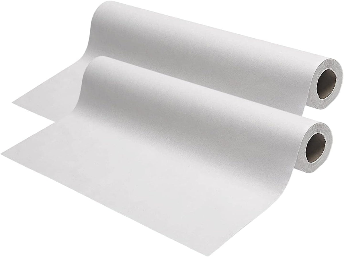 Exam Table Paper - 18''X125’ Disposable Standard White Textured Crepe Medical Barrier Cover Roll - Wide Paper Rolls for Spas, Daycares, Doctors, Chiropractors, Examination and Massage Tables (2)