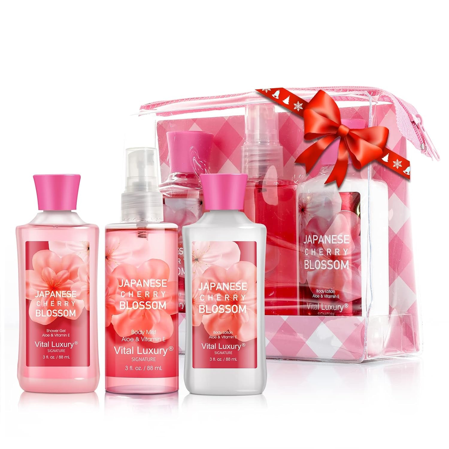 Japanese Cherry Blossom Travel Bath Set, 3 Pieces