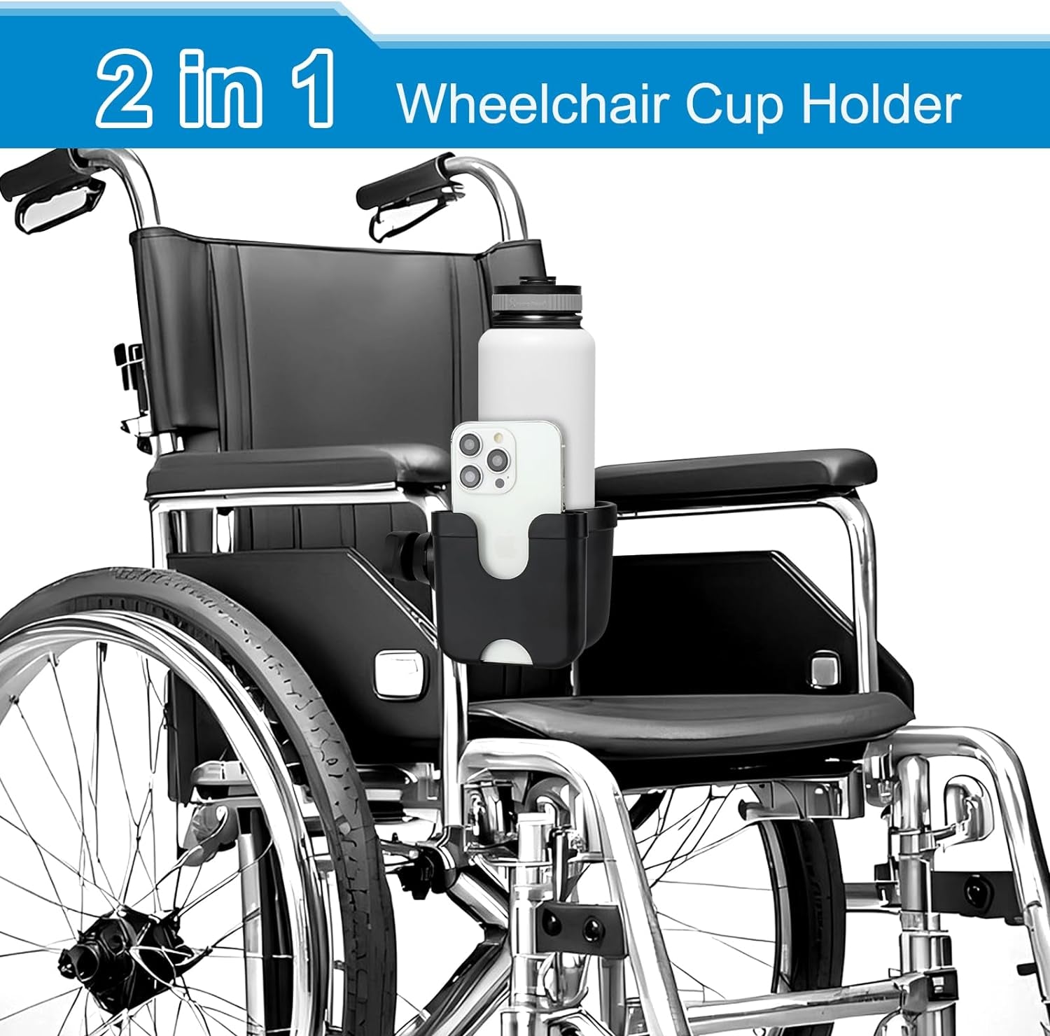 2-In-1 Walker & Wheelchair Cup Holder with Phone Holder