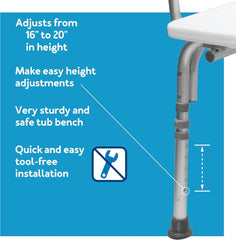 Bathtub Transfer Bench - Shower Bench and Bath Bench with Height Adjustable Legs - Convertible to Right or Left Hand Entry, Shower Chair for Bathtub, Bathtub Chair